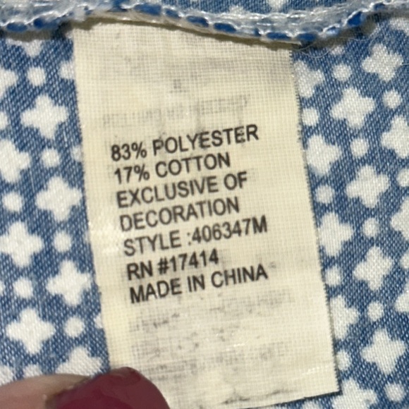 Miss Elaine Blue & White Silky Feel Cotton/Polyester Pajama Set Buttondown L - Picture 11 of 14